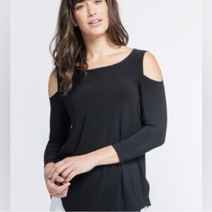 Sympli tunic Women's Black Cold Shoulder Top